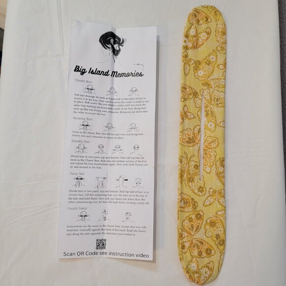 Hair Scrunchie Bun Maker - Hawaii Yellow Butterflies NWOT - Picture 5 of 5